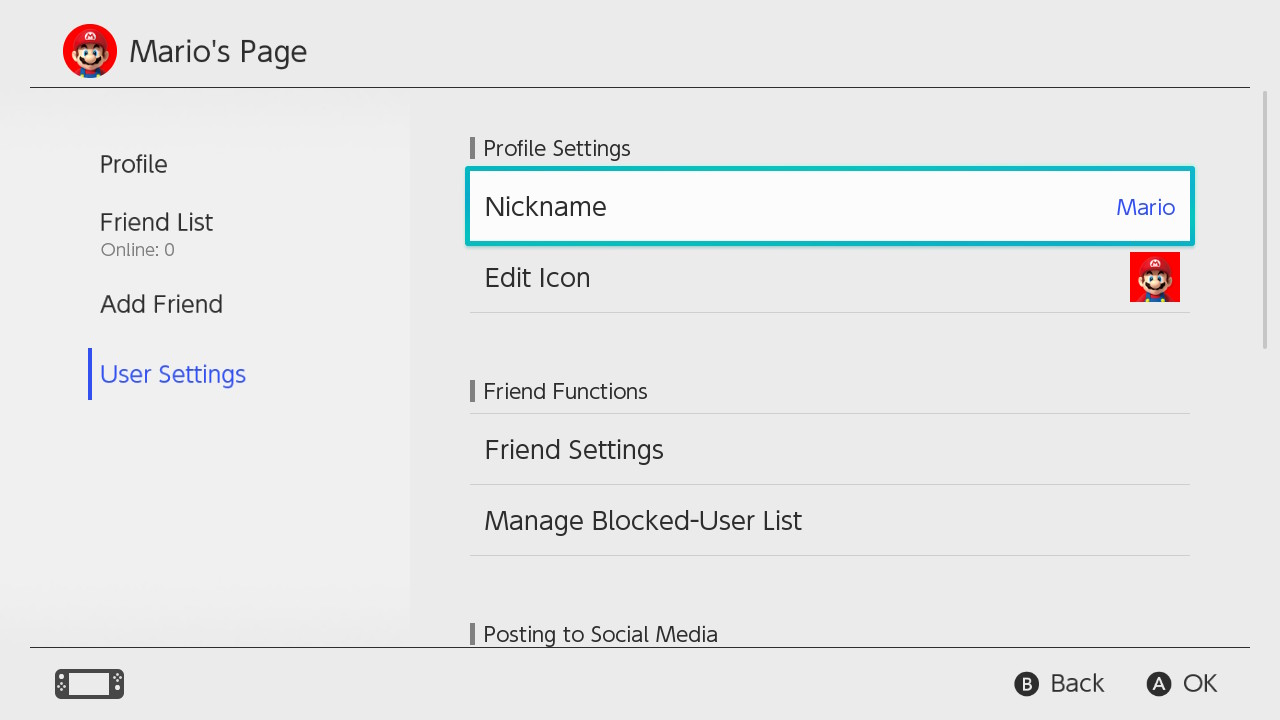 editar los ajustes del perfil de usuario | Atención cliente | Nintendo