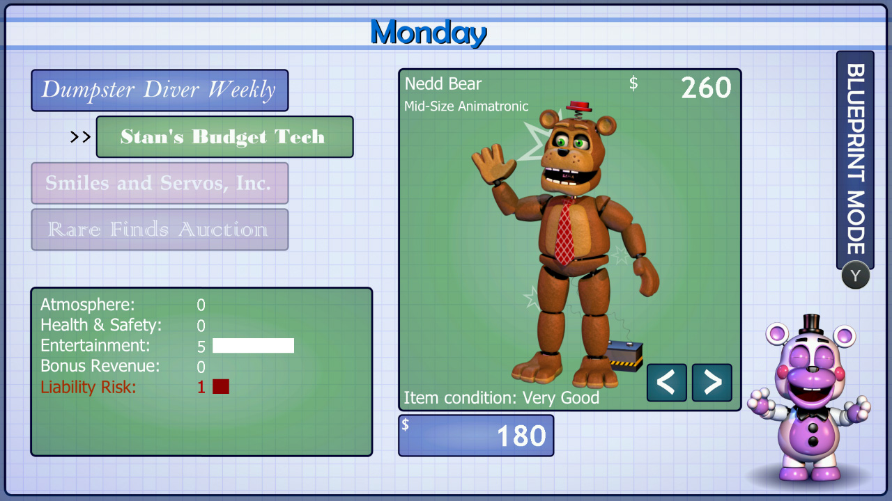 Jogue Simulador de Pizzaria Freddy Fazbears, um jogo de FNAF - Freddy