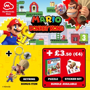 You can pre-order Mario vs. Donkey Kong on My Nintendo Store to receive a keyring as a bonus item with purchase! 
