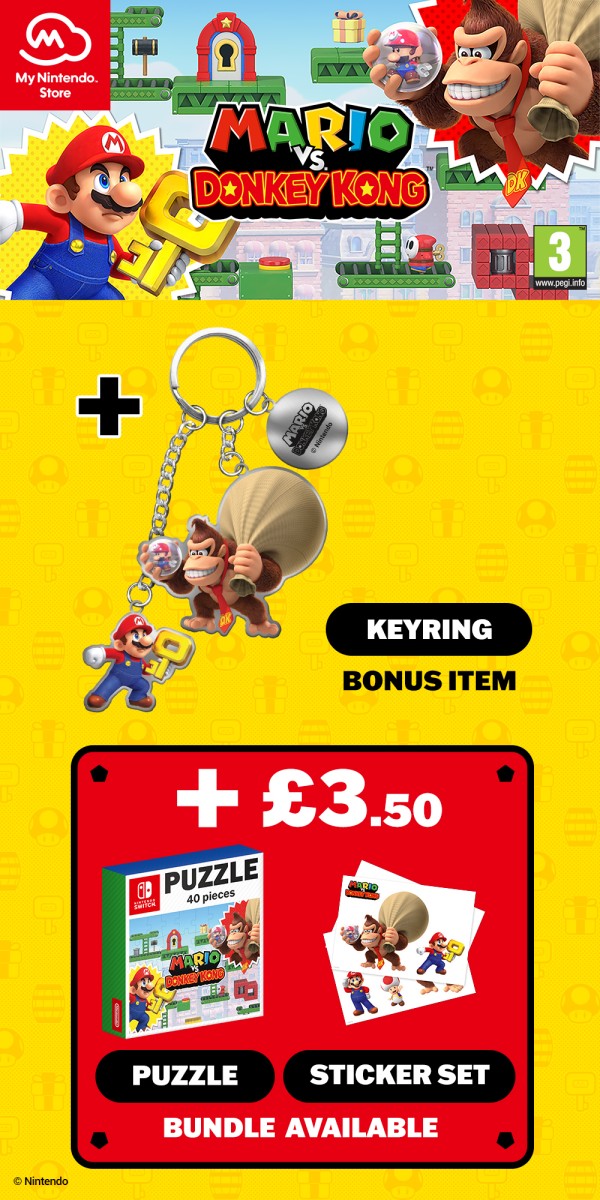 You can pre-order Mario vs. Donkey Kong on My Nintendo Store to receive a  keyring as a bonus item with purchase!, News