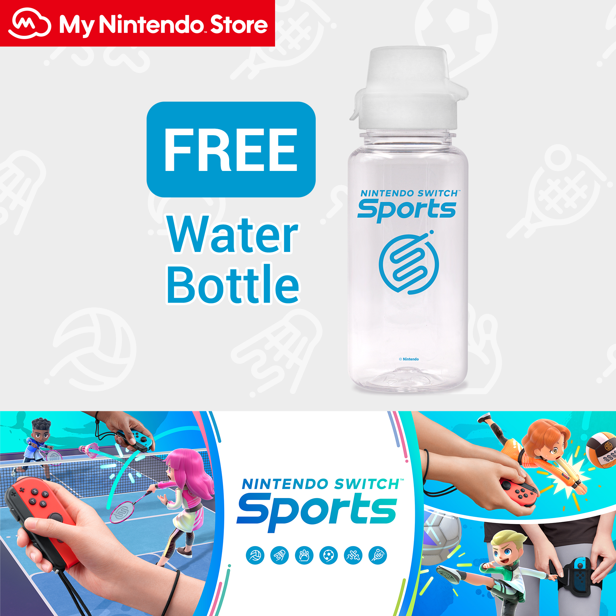 Pre-order Nintendo Switch Sports on My Nintendo Store and receive a free water bottle!