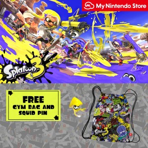 Pre-order Splatoon 3 on My Nintendo Store and receive a free Gym Bag and Squid Pin! 