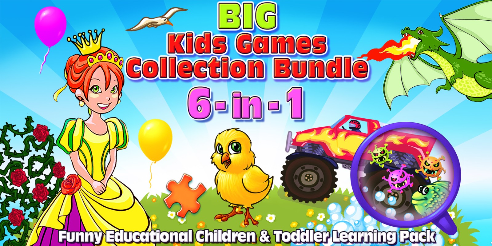 Big Kids Games Collection Bundle 6-in-1 Funny Educational Children & Toddler Learning Pack