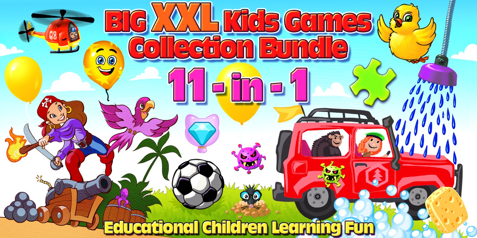 Big XXL Kids Games Collection Bundle 11-in-1 Educational Children Learning Fun