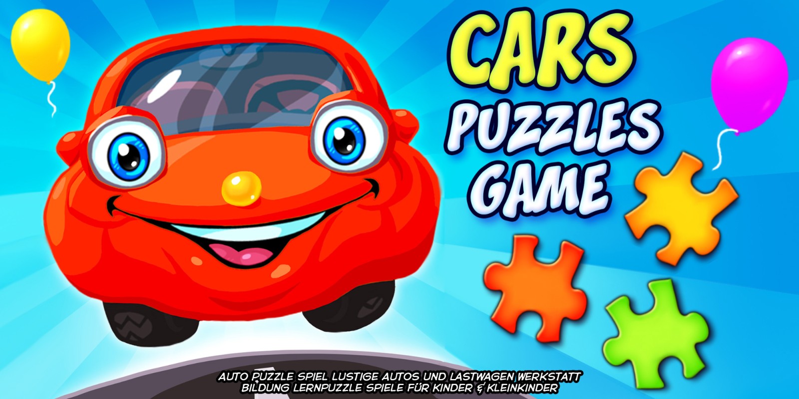 Cars Puzzles Game - Auto Puzzle Spiel lustige Autos und Lastwagen Werkstatt Bildung Lernpuzzle Spiele für Kinder & Kleinkinder
