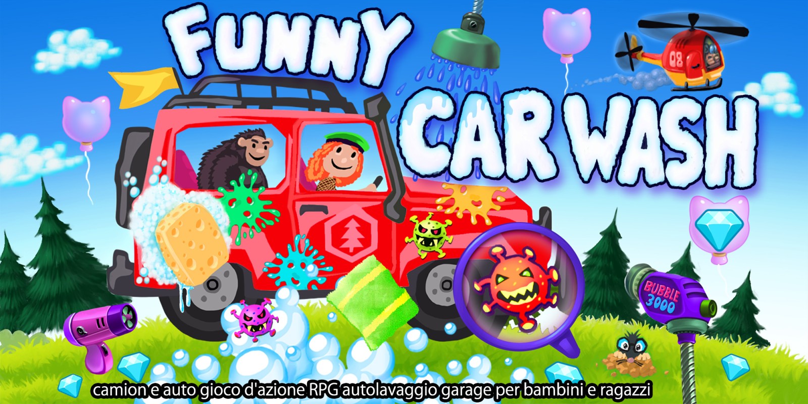 Funny Car Wash - camion e auto gioco d'azione RPG autolavaggio garage per bambini e ragazzi