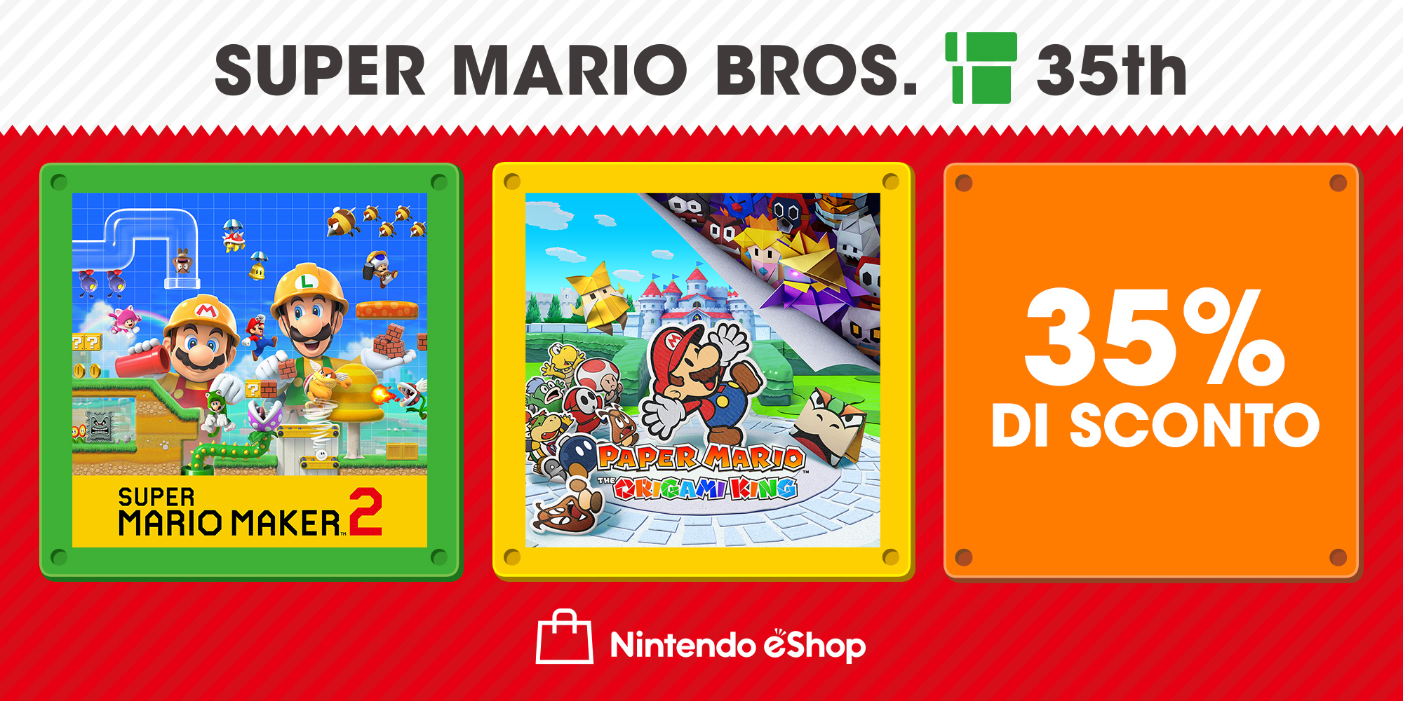 Risparmia il 35% su Paper Mario: The Origami King e Super Mario Maker 2!