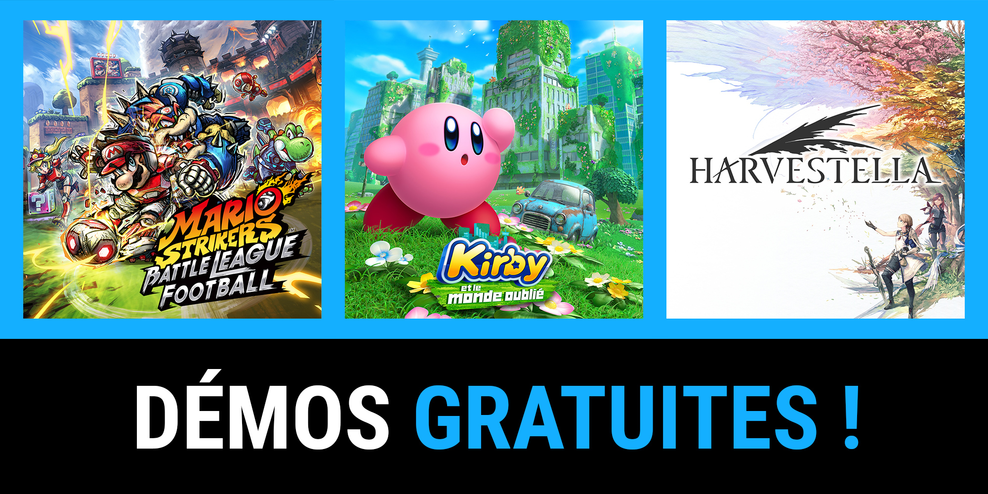 Essayez gratuitement Mario Strikers: Battle League Football, Kirby et le monde oublié et bien d'autres jeux sur Nintendo Switch ! 