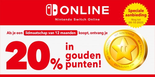 Speciale actie: je kunt tot wel € 14,00 in gouden punten verdienen met een Nintendo Switch Online-lidmaatschap van 12 maanden!