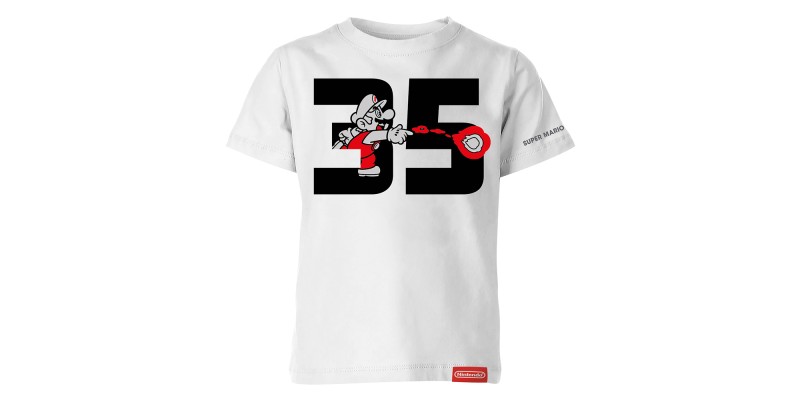 T-Shirt "Feuer-Mario" - Weiß (Kinder)