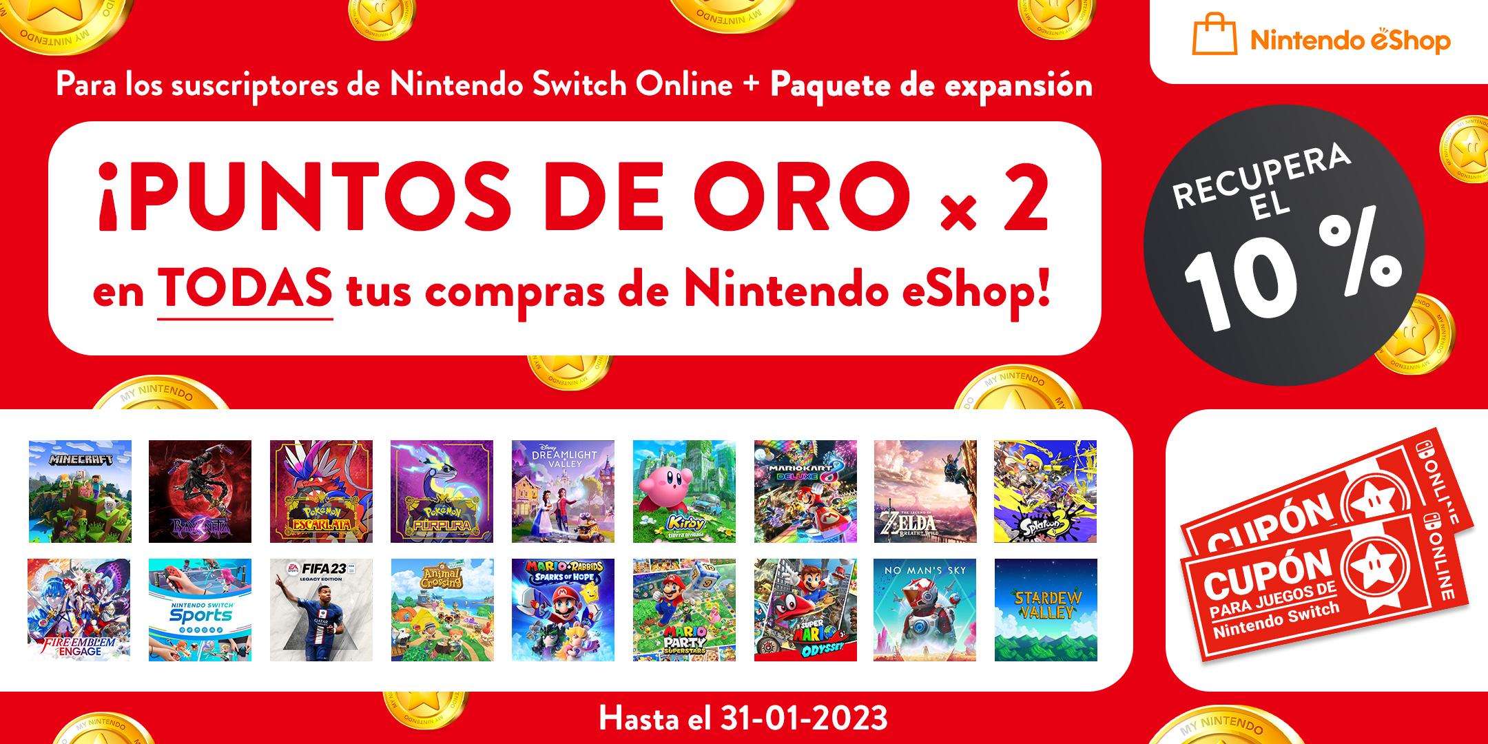Puntos de oro × 2 para los suscriptores de Nintendo Switch Online + Paquete de expansión
