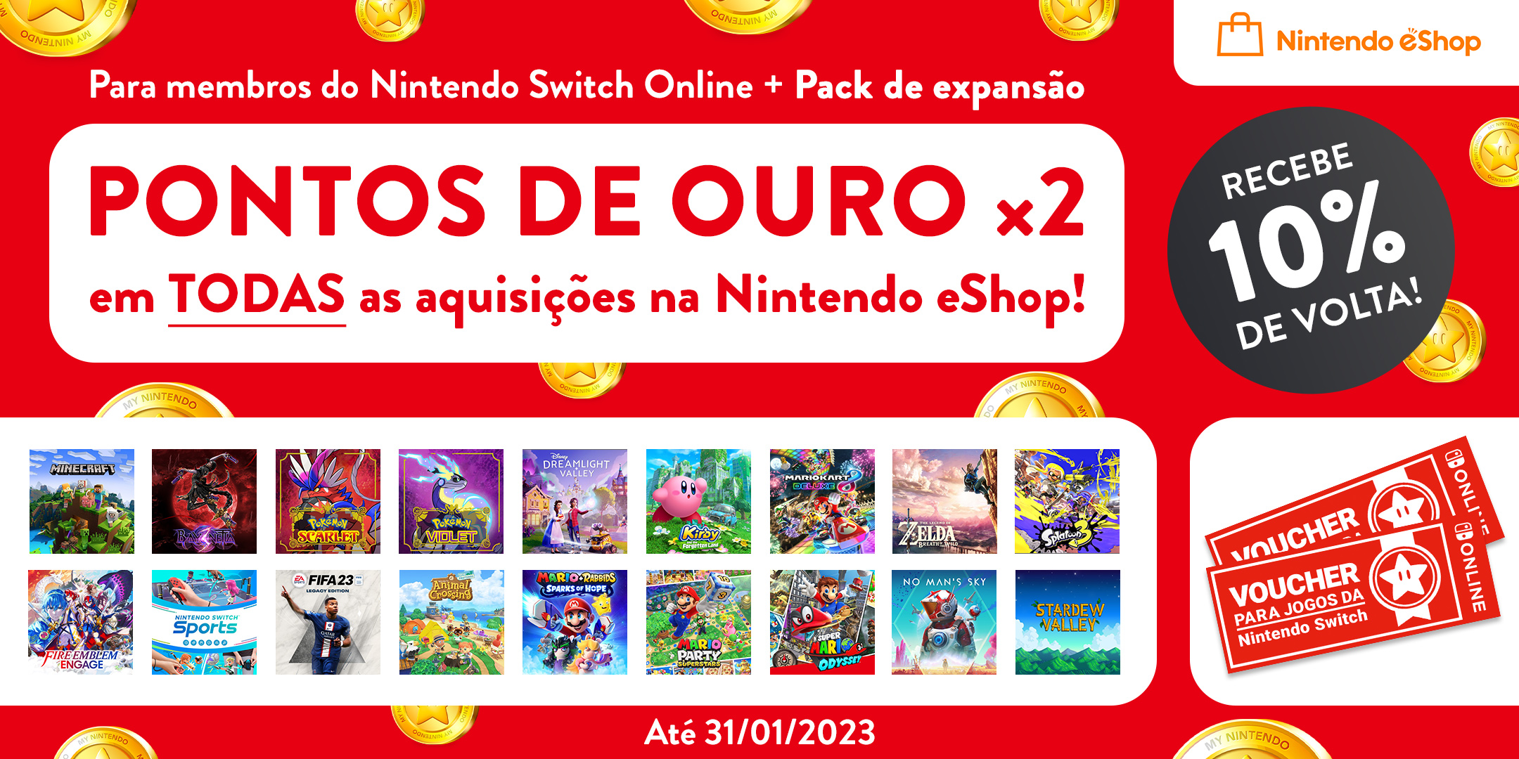 Pontos de Ouro a dobrar para os membros do Nintendo Switch Online + Pack de expansão 
