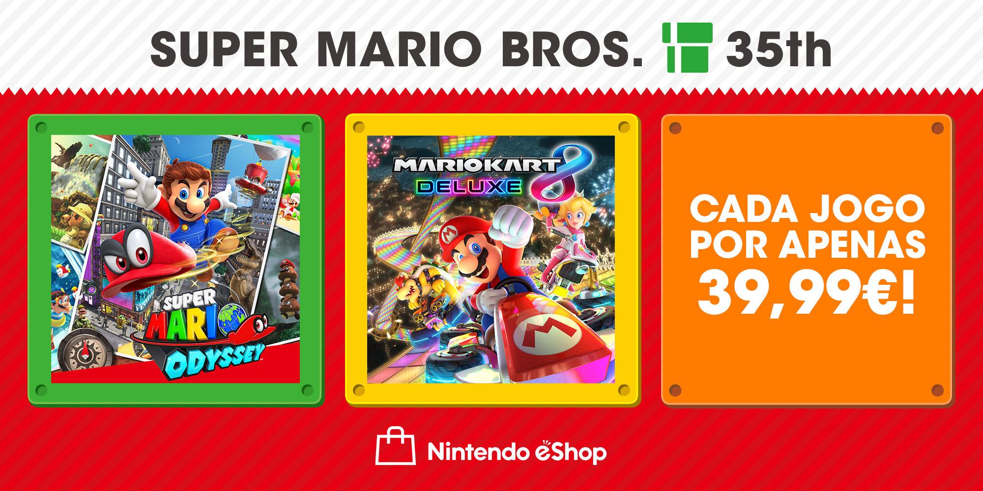 Poupa 33% em dois grandes jogos Mario!