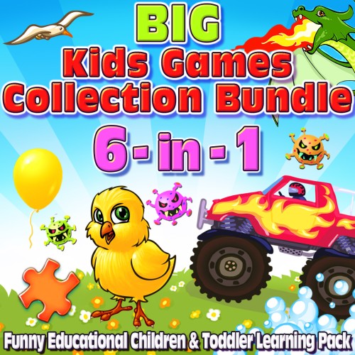 Big Kids Games Collection Bundle 6-in-1 Funny Educational Children & Toddler Learning Pack switch box art