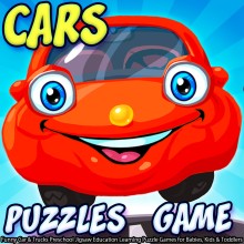 Cars Puzzles Game - Funny Car & Trucks Preschool Jigsaw Education Learning Puzzle Games for Babies, Kids & Toddlers